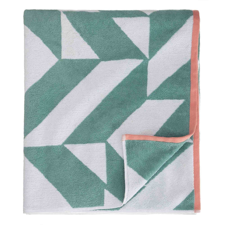 Strandtuch Arua, Aqua & Weiß & Papaya, 100% Baumwolle | URBANARA Strandtücher