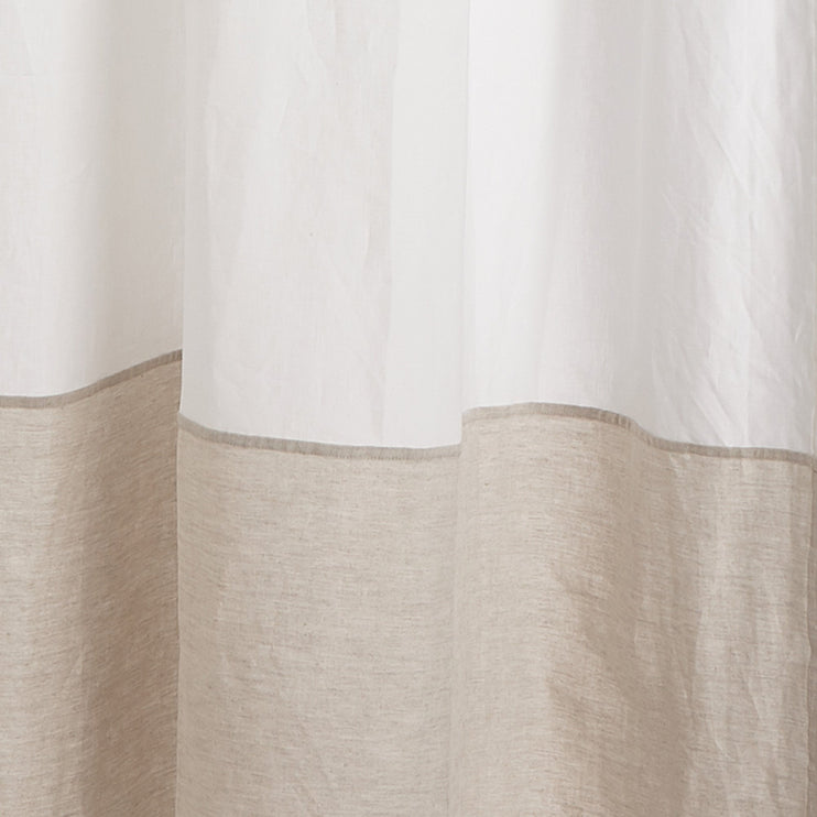 Vorhang Cataya (2 Stück) Weiß & Natur, 100% Leinen | Hochwertige Wohnaccessoires