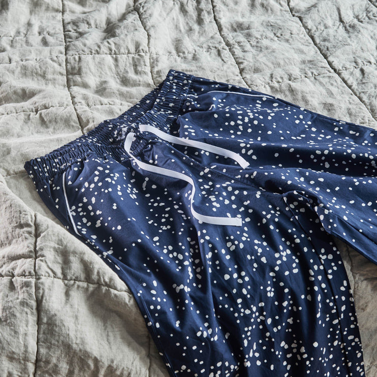 Pyjama Cova, Dunkelblau & Weiß, 100% Baumwolle | URBANARA Nachtwäsche