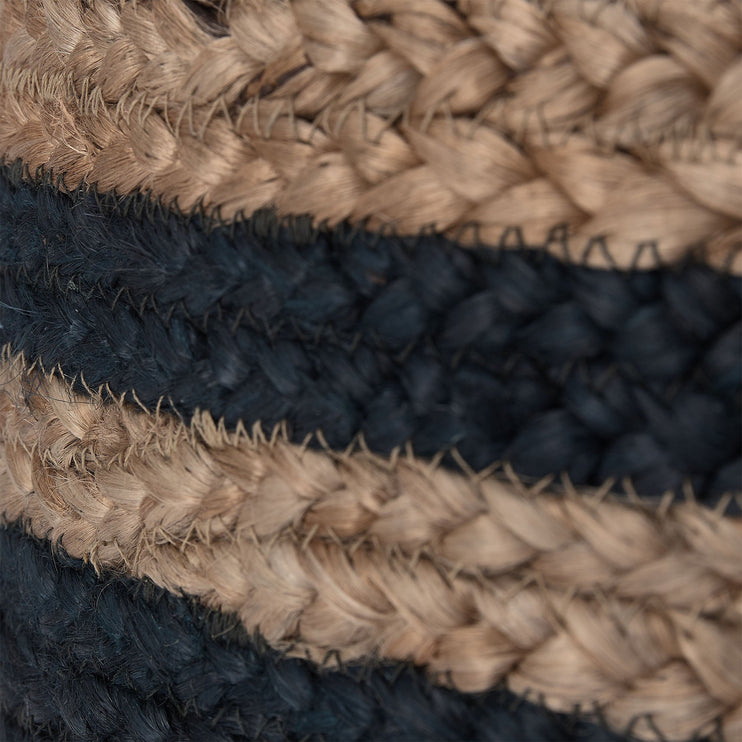Pouf Silani, Natur & Blau, 90% Jute & 10% Baumwolle | Hochwertige Wohnaccessoires