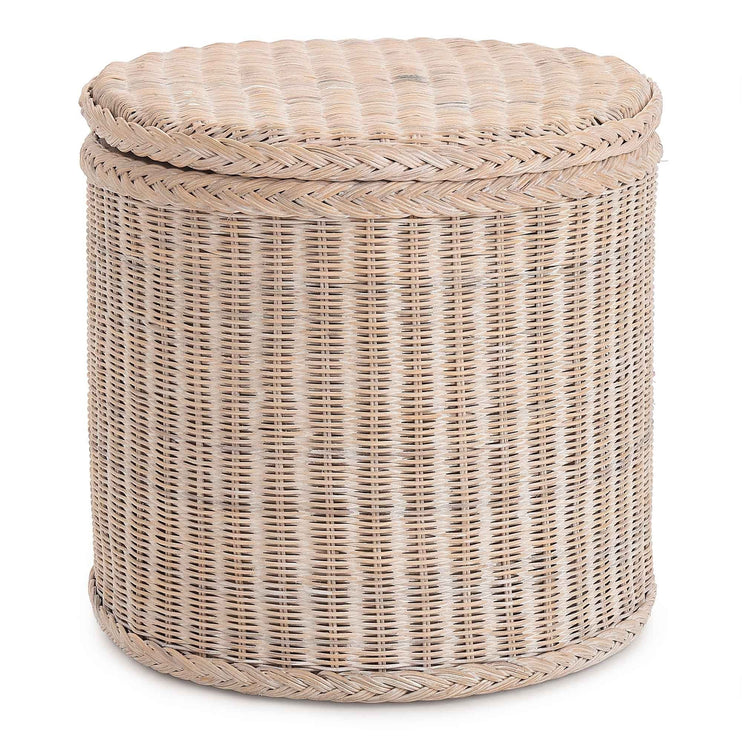 Wäschekorb Java Kalkweiß, 100% Rattan