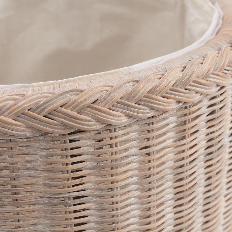 Wäschekorb Java Kalkweiß, 100% Rattan | Hochwertige Wohnaccessoires