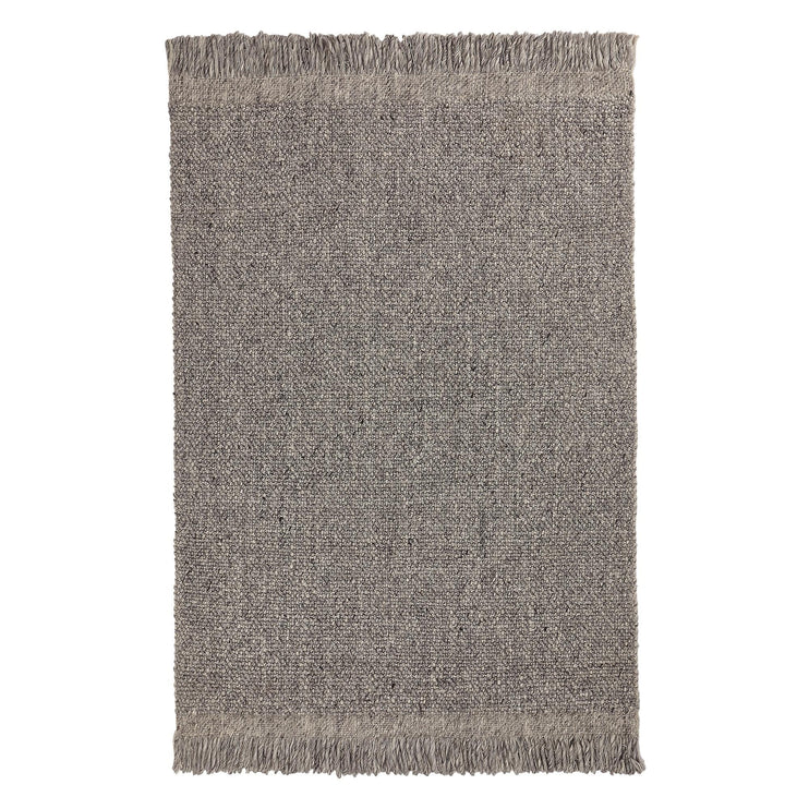 Teppich Gompti, Grau-Melange & Naturweiß, 50% Wolle & 50% Viskose | URBANARA Wollteppiche