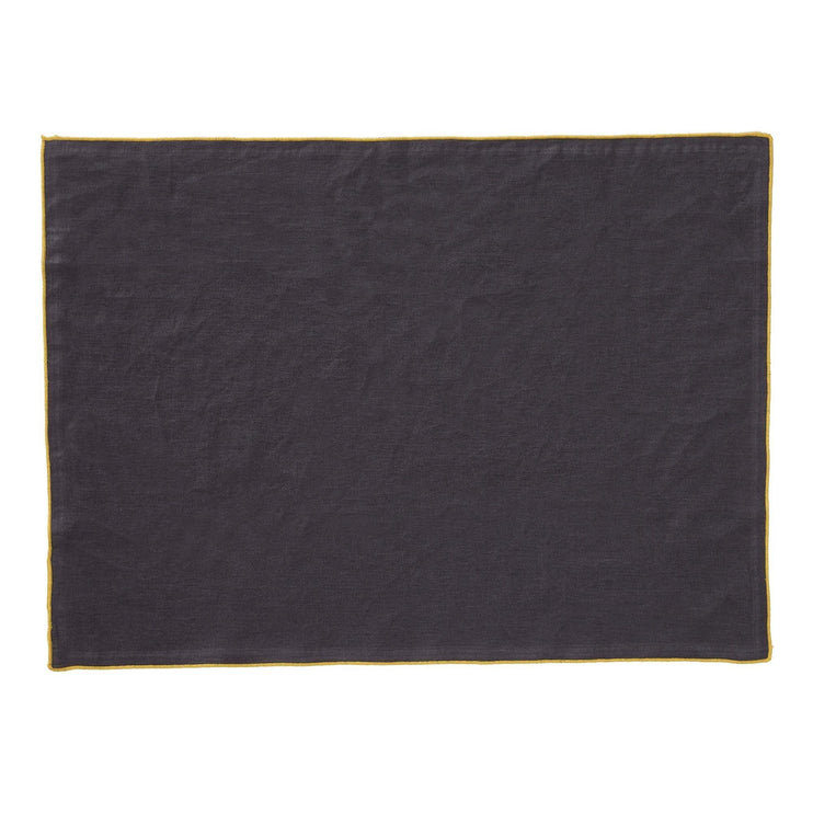 Tischläufer Alvalade, Dunkelgrau & Leuchtendes Senfgelb, 100% Leinen | Hochwertige Wohnaccessoires
