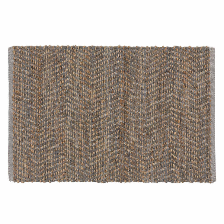 Fussmatte Nattika, Grau & Natur, 45% Leder & 45% Jute & 10% Baumwolle