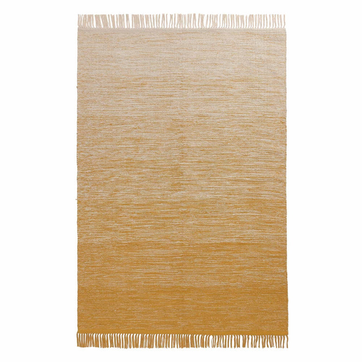 Teppich Ziller, Leuchtendes Senfgelb & Naturweiß, 100% Baumwolle | URBANARA Baumwollteppiche