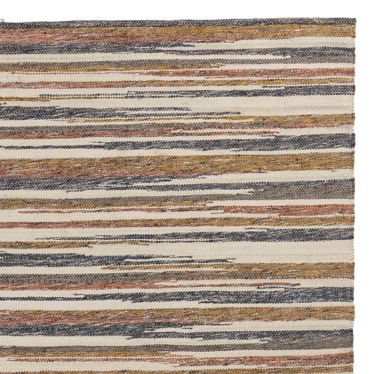 Teppich Colmar, Senfgelb & Cognac & Dunkelblau, 100% Neuseeland Wolle