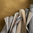 Teppich Colmar, Senfgelb & Cognac & Dunkelblau, 100% Neuseeland Wolle | URBANARA Wollteppiche