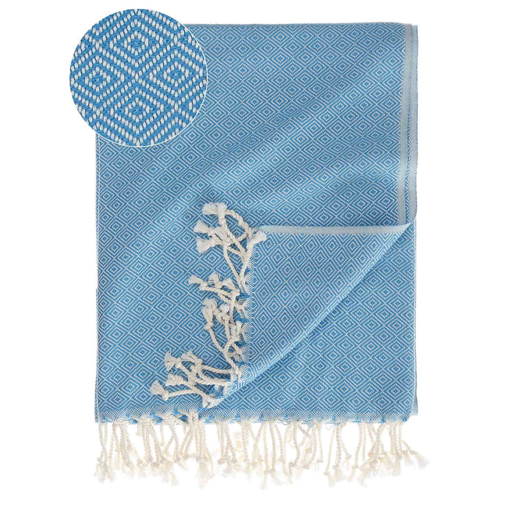 Hamamtuch Cesme Hellblau & Weiß, 100% Baumwolle