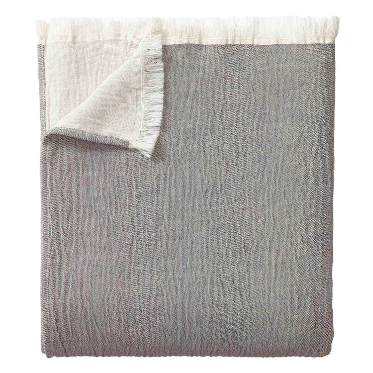 Tagesdecke Anaba Grau & Naturweiß, 100% Baumwolle