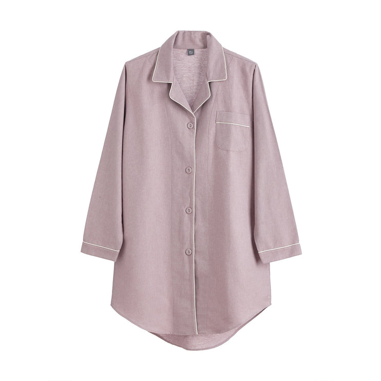 Flanell-Nachthemd Arove Helles Mauve & Naturweiß, 100% Bio-Baumwolle | Hochwertige Wohnaccessoires