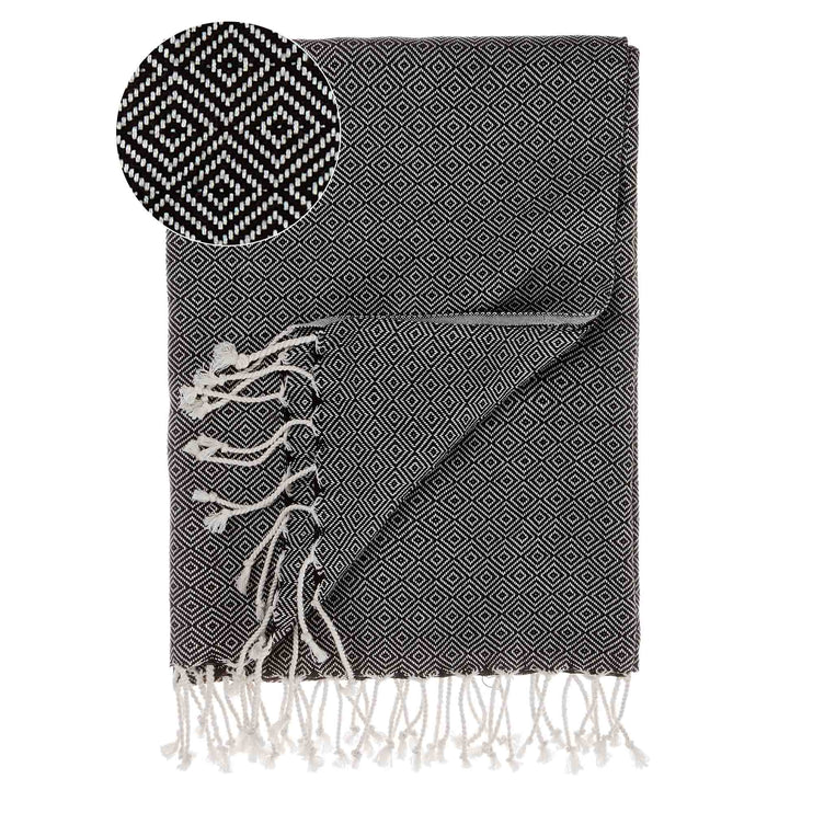 Hamamtuch Cesme Schwarz & Weiß, 100% Baumwolle