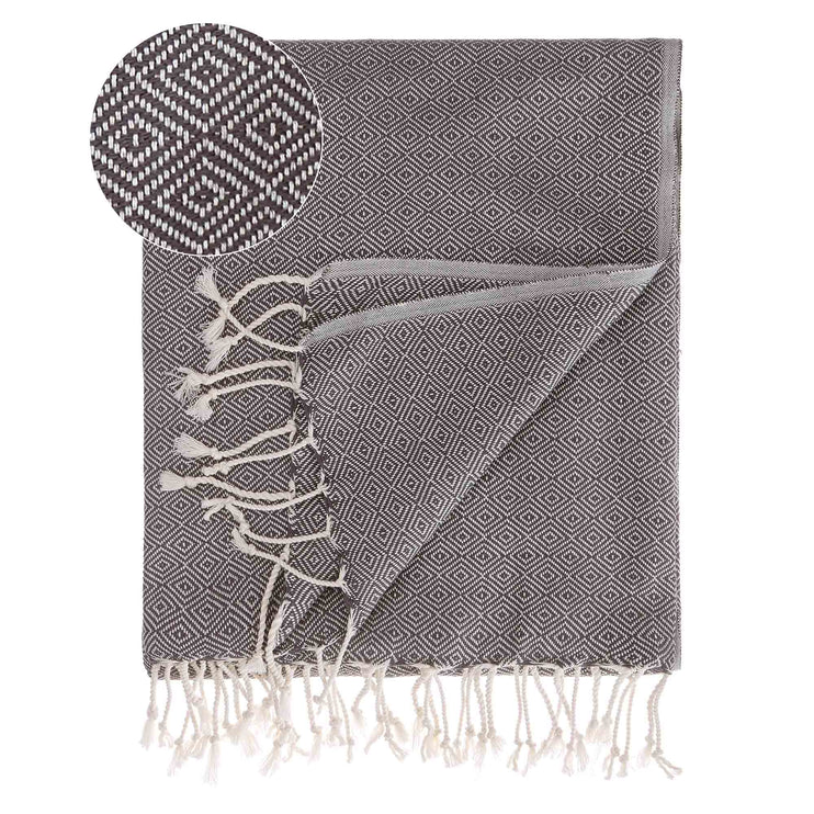 Hamamtuch Cesme Grau & Weiß, 100% Baumwolle
