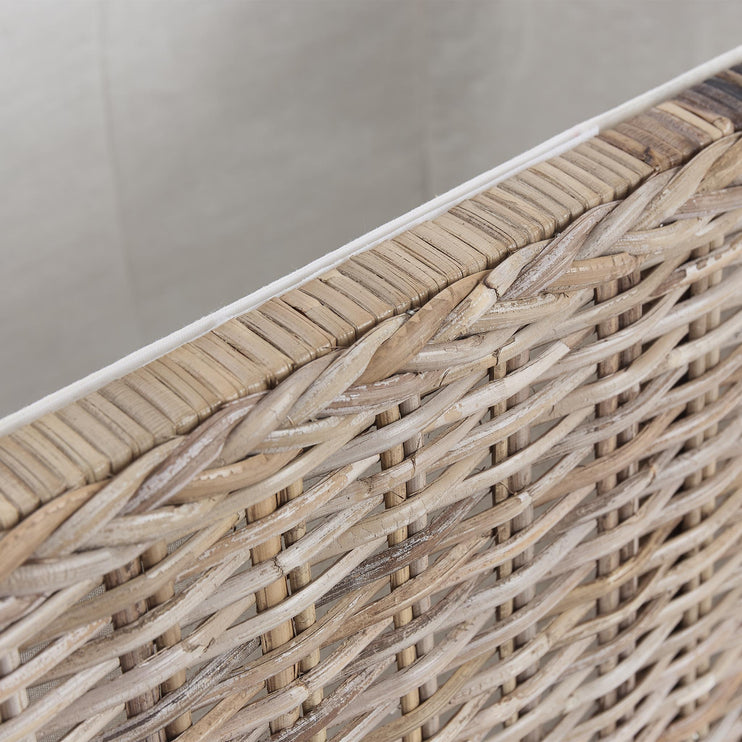 Truhe Java Graubraun, 100% Rattan & 100% Baumwolle | Hochwertige Wohnaccessoires