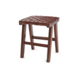 Hocker Kamaru Cognac, 100% Leder & 100% Teakholz