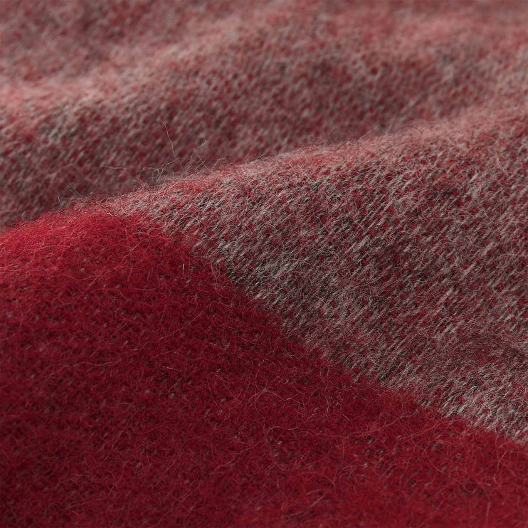 Wolldecke Karby Rot & Grau, 100% Schurwolle | Hochwertige Wohnaccessoires