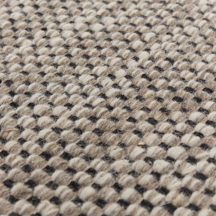 Wollteppich Kolong Graubraun-Melange & Schwarz & Eierschale, 100% Wolle | Hochwertige Wohnaccessoires