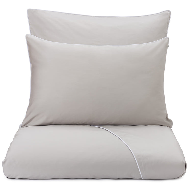 Satin-Bettwäsche Lanton Steingrau & Weiß, 100% Baumwolle