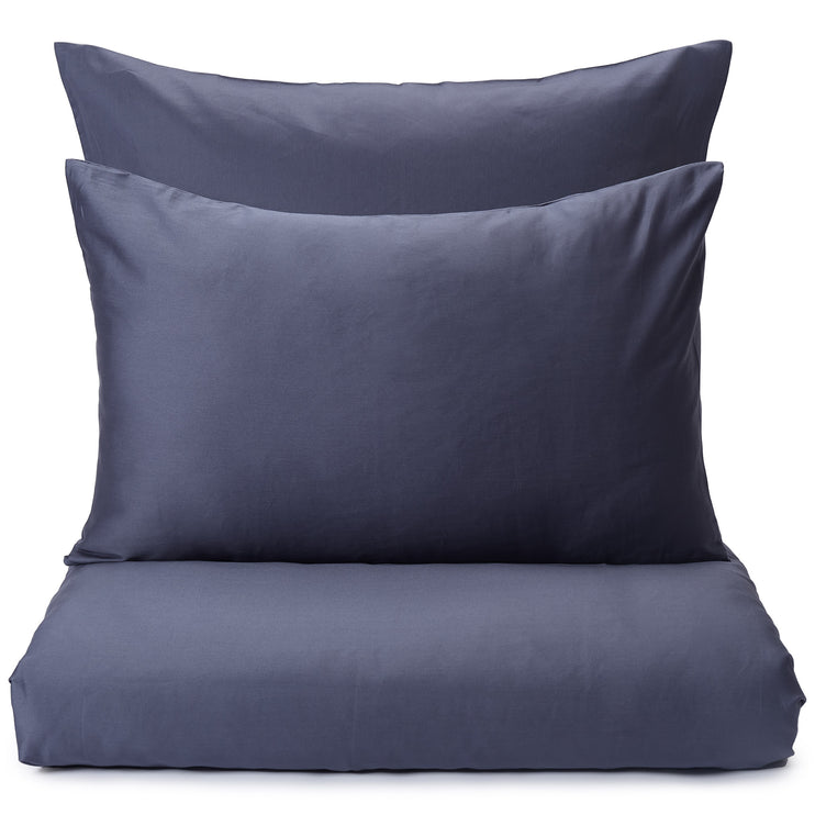 Satin-Bettwäsche Millau Dunkles Graublau, 100% gekämmte und merzerisierte Baumwolle