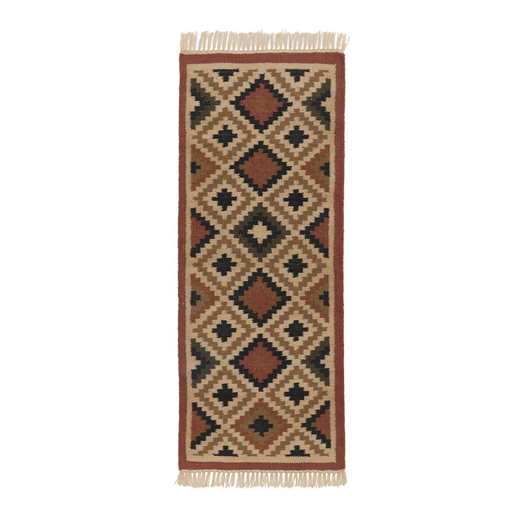 Jute-Läufer Nohar Rostorange & Sand & Olivgrün, 100% Jute | URBANARA Läufer