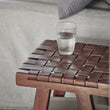 Hocker Kamaru Cognac, 100% Leder & 100% Teakholz | Hochwertige Wohnaccessoires