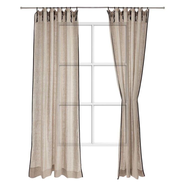 Vorhang-Set Rajula Natur & Schwarz, 100% Leinen