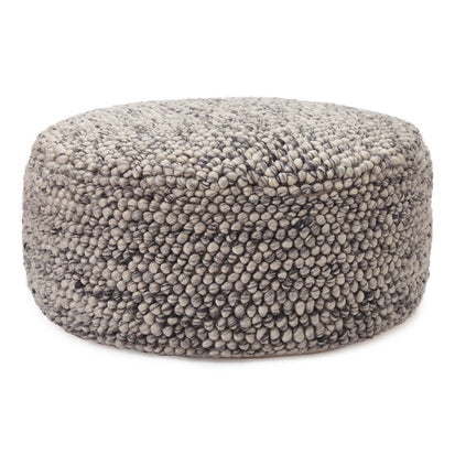 Woll-Pouf Ravi Eierschale & Grau, 70% Wolle & 30% Viskose