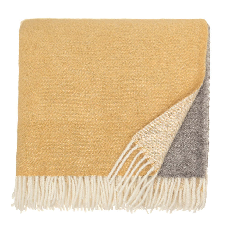 Wolldecke Salakas Senfgelb & Creme, 100% Schurwolle