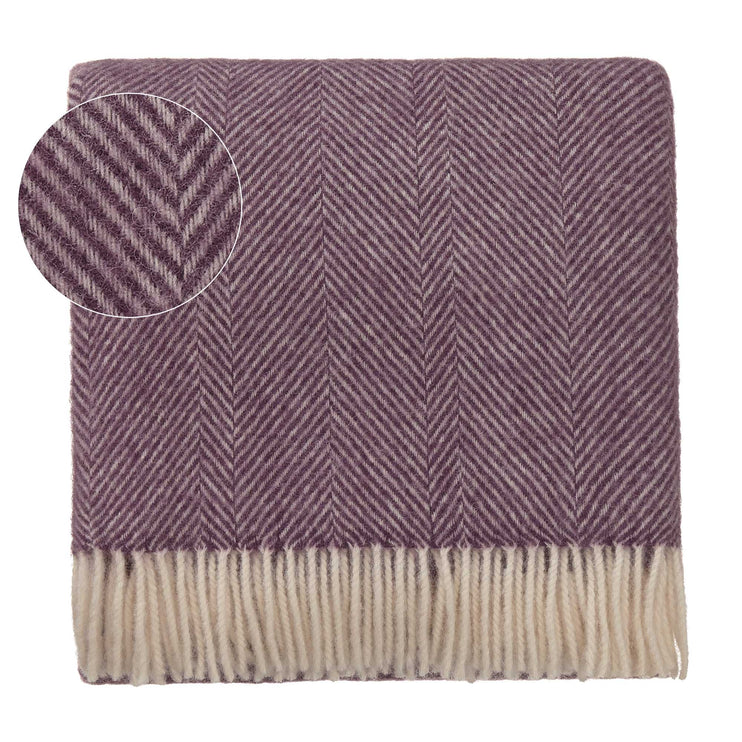 Wolldecke Salantai Pflaume & Creme, 100% Schurwolle