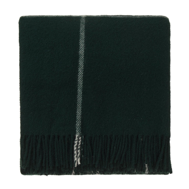 Wolldecke Saldus Dunkelgrün & Creme, 100% Schurwolle