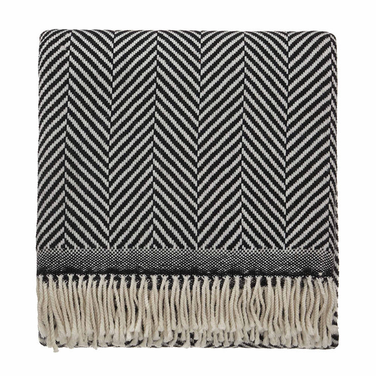 Decke Salla, Schwarz & Creme, 100% Schurwolle
