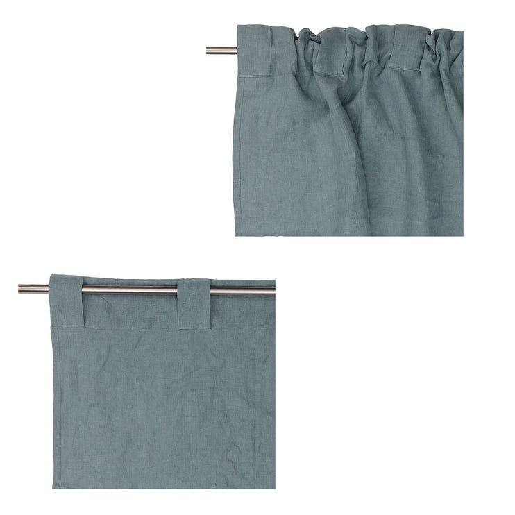 Vorhang Saveli (2 Stück) Helles Grüngrau & Grüngrau, 100% Leinen & 100% Baumwolle | Hochwertige Wohnaccessoires