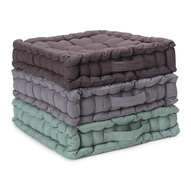 Bodenkissen Silna Helles Grüngrau, 100% Baumwolle & 100% Polyester | URBANARA Hocker & Poufs