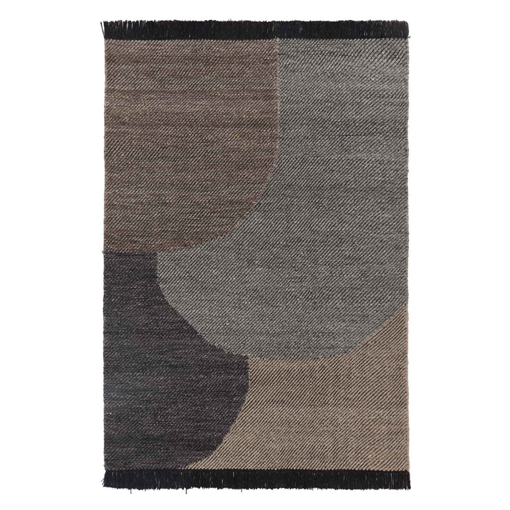 Umari Wollteppich Anthrazit-Melange & Grau-Melange & Graubraun-Melange, 100% Wolle